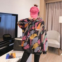 L.ONLINESHOP여성 기모 후드티 맨투맨 겨울 오버핏 배색 mdi50 후드티 후드집업 후드코트 힙합패션