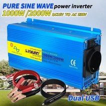 2000w 순수 사인파 인버터 DC 12v 24v AC 220v 230v 전압 전송 변환기 충전 어댑터 EU 소켓 자동차 액세서리, 24V 60헤르츠