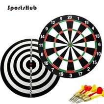 SPORTSHUB-15 인치 다트 플라이트 양면 플록 인쇄 두꺼운 보드 + 6 피스 해로워 다도스 바타랑 세트 EF0007, 없음