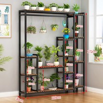 꽃가게 진열대 파티션 화분선반 팬스 콤비락파이프 디스플레이선반, 128 길이30폭172고흑가+탄화목
