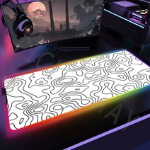 RGB 게임용 마우스 패드 흰색 대형 LED 게이머 PC 책상 매트 야광 키보드 백라이트 포함, 2.1 - 600x350x3mm, 1개