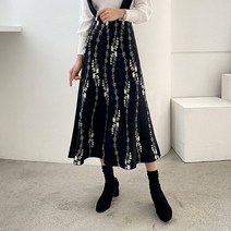 브이와이 VY 여자 줄기 비스코스 꽃무늬 FW 롱 스커트