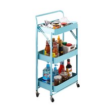 인터노바 3단 이동식 접이식 트롤리 틈새선반 슬림선반, 블루