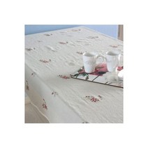 잔꽃자수 린넨 테이블보 125x195.앤코튼, 단일사이즈