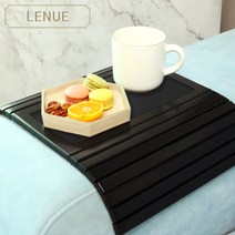 LENUE 레뉴 천연 대나무 소파 팔걸이테이블 우드트레이 거실 사이드테이블 - 소파트레이 접이식 테이블 커피테이블 집들이 선물 크리스마스 설날선물, 블랙