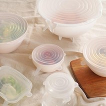 주방 실리콘 접시 뚜껑 덮개 음식 랩 화이트 6개입 용기보관 재활용랩 만능덮개 음식보관 접시랩핑 커버, 1개