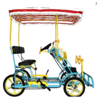 관광지 4인승 사륜 자전거 4륜 커플 유원지 바이크, 블루 - 단일 행 4륜 브레이크