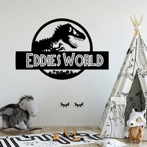 파티룸 인테리어 소품 소년 방 장식 jurassic world wall sticker custom name jurassic world vinyl wall decal 공룡 스타일, M 42x28cm, 604 yellow