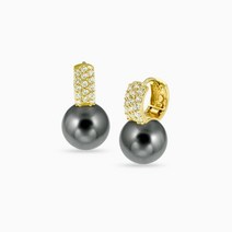 에버링 14K 금 귀걸이 흑진주 한마음 그레이스펄 10mm 원터치_EPHL4713 Gold Earrings Gift