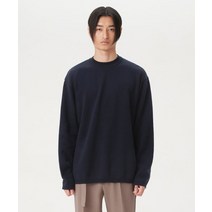 커스텀어클락 프리미엄 미니멀 크루넥 풀오버 니트 네이비