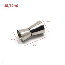 위스키 지거 15/30ml 스테인레스 스틸 칵테일 셰이커 측정 컵 더블 헤드 온스 바텐더 Jigger 바 액세서리, 15ml-30ml silver, 1개