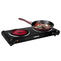 핫 플레이트 CUSIMAX 1800W 더블 버너, 블랙, 적외선 더블 버너