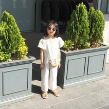 [마이단골] 린넨프릴점프수트 여아 아동 여름 키즈점프슈트 외출룩 리조트룩 휴가 바캉스 해변 코디