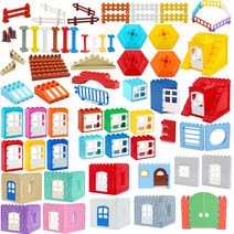 대형 빌딩 블록 조립 액세서리 DIY 지붕 벽 난간 집 도시 농장 놀이터 시리즈 세트 어린이용 선물 장난감, 29 Blue awning