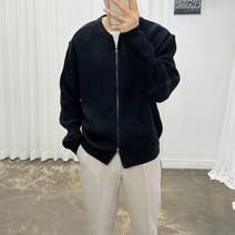 아도르클래식 라운드 더블 지퍼 집업 긴팔 가디건