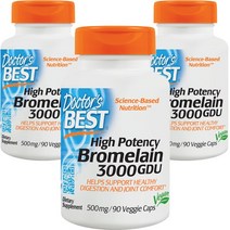 닥터스베스트 하이 포텐시 브로멜라인 3000GDU 500mg 베지 캡 글루텐 프리 비건, 90개입, 3개