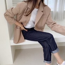 코지 여자 가을 모임룩 오피스룩 박시핏 심플 쓰리버튼 자켓