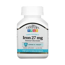 21센트리 고효능 철분 iron 글루콘산철 덱스트로오스 27mg 삼키기쉬운 110정, 1개, 기본