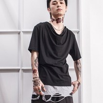 한국 판 멋 스 러 운 트 렌 드 남성복 패션 더 블 칼라 드 레이 프 티 셔츠 반팔 청소년 여름