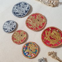 인형 한복 와팬 용보 자수 패치 미니 용보 미니어쳐 자수 패치, 빨강금사, 4.5cm