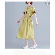 차쿠 원피스 여성 면 마 린넨 루즈핏 빅사이즈 롱 반팔 여름 마원피스 면원피스 여성린넨원피스 루즈핏원피스 빅사이즈원피스 여름원피스 반팔원피스 복고풍원피스 박스핏 AAAQ19