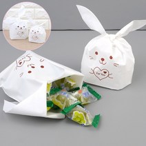 화이트 선물 간식 답례품 생일 감사 포장 봉투 캐릭터 토끼 보자기 봉지 동물 토끼봉투 과자 어린이집 유치원 쿠키 사탕 젤리 빵 석고 방향제 데이 초콜렛 할로윈 화이트 발렌타인, 사이즈