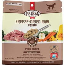강아지 프리말 펫푸드 Primal 동결건조 사료 돼지고기 7온스 완전한 균형 잡힌 국자 제공 건강한 곡물 무첨가 생 i