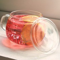 내열 유리 머그컵 뚜껑형, 뚜껑 있는 심플 머그컵 500ml