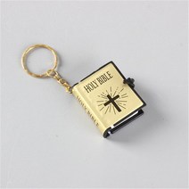 HOLYBIBLE 가죽 성경책 펜던트 목걸이 미니어쳐 납골당꾸미기 처 추모장식 FRANKLIN 키링 봉안당 골드 컬러 미니 성경 키 체인 진짜 종이 읽을 수 있는 열쇠 고리 패션, 1.Gold