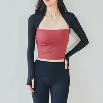 뮤즈마인 - 커버업 오버 리스트 볼레로 블랙 요가복 필라테스 커버업 상의 핑거홀 헬스 테니스 발레, M, 화이트