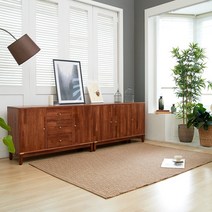 엘데팩토리 멀바우 티라 사이드 보드장 원목 높은 거실장, A 타입(문)﻿1200 X 400 X 750