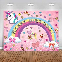Pink Rainbow Unicorn Theme Photography Backdrops Girls 16 Happy 18 Dream Crazy Big Birthday Decor Sw, 1
