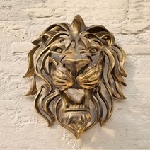 희귀 대형 사자 머리 벽걸이 예술 조각 골드 송진 아트 벽 장식 주방 침실, 1.Lion