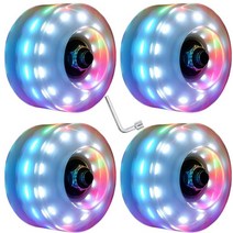 Nezylaf 조명 롤러 스케이트 휠 4개 실내 또는 실외 더블 로우 스케이팅 및 스케이트보드 32 x 58 mm 78A(블루), 3LED-Colorful