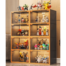 전시대 아크릴 케이스 투명 장식장 레고 피규어 모형, 4칸 - 그레이 오렌지