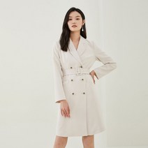 원피스 PRICH 긴소매 V넥 더블 브레스트 무지 심플 직장 통근 비즈니