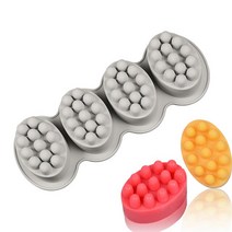 새로운 4 캐비티 3D 수제 실리콘 비누 금형 마사지 테라피 바 금형 도구 DIY 타원형 모양 비누 수지 공예, grey_1