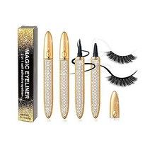 2021 Upgraded Self-adhesive Eyeliner Glue Pen2 in 1 Eye Liner Pen Diamond Bling Glitter Liquid No No, Two Style