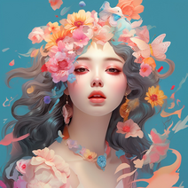 DIY캔버스페인팅 꽃과 나비로 둘러싸인 꽃요정 물감 명화따라그리기 꽃선자 미녀 행운여신 정사각형 인물화 북유럽 감성 피포페인팅집콕취미 액자프레임포함 24색, 정사각형-30*30cm, 꽃과 나비로 둘러싸인 꽃요정 그리기1