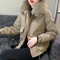 스타일아유 여성 겨울 양털카라 숏패딩 루즈핏 아우터 오버핏 인조퍼카라 숏기장 두꺼운 소매 털자켓 점퍼