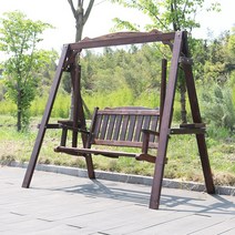 야외 스윙 체어 정원 펜션 흔들 그네 의자 탄소방부목 야외정원 2인 벤치 발코니00001, 02 작은 사이즈의 둥근 막대 그네