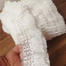 면 레이스 원단 7cm 와이드 화이트 3d 아플리케 자수 칼라 리본 탄성 프릴 트림 드레스 스커트 모자를 쓰고 있죠 바느질 diy guipure 용품