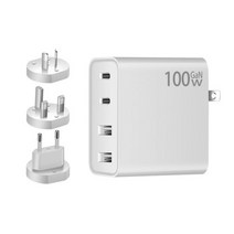 100w 충전기 100W 고속 충전 GaN 컨버터블 플러그 접이식 핀 듀얼 USB PD 노트북 용 샤오미용 고전력 분리형 c타입, EU and UK and AU, Black