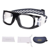 SooGree 라켓볼 고글 - 김 서림 방지 충격 흡수 스포츠 안경 농구 풋볼 눈 보호 조절 가능한 스트랩, G8118 Black Frame Black Nose P