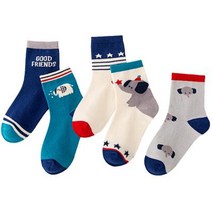 파베르 아동양말 어린이양말 별꼬키리 중목양말세트 On_별코끼리_S（3세-5세）