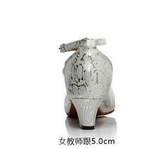 댄스화 블랙 여성 가죽 높은 실버 새틴 라틴 댄스 신발 성인 사회 댄스 스퀘어 댄스 댄스 하이힐 샌들 뱀 선물 s, 실버 힐 5cm, 9
