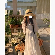 펀칭 봄 팔뚝커버 벌룬 퍼프소매 루즈핏 롱원피스 여성 빅사이즈