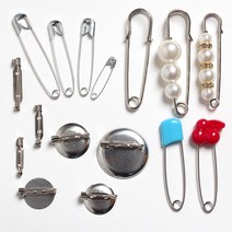 옷핀 핀침 브로치 핀대 진주 부토니에 일자 평판 볼판 브로치, 국산 볼판브로치18mm(7개)