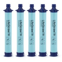 독일 하이킹 캠핑 여행 및 비상 대비용 LifeStraw 개인용 정수 필터, 5팩, 푸른