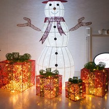 프리미엄 크리스마스 대형 장식 LED 전구 눈사람 사슴 네온 별 설정 2, 니켈선물상자35cm-웜